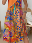Simple Crew Neck Psychedelic Art Dress With No