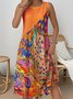 Simple Crew Neck Psychedelic Art Dress With No