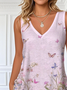 V Neck Butterfly Casual T-Shirt