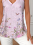 V Neck Butterfly Casual T-Shirt