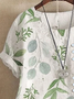 Women's Short Sleeve Shirt Summer White Floral Printing Crew Neck Daily Going Out Casual Top