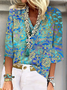Cotton Shawl Collar Boho Blouse