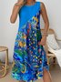 Simple Crew Neck Psychedelic Art Dress With No