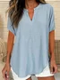 Simple Shawl Collar Loose Blouse