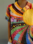 Shawl Collar Multicolor Block Vintage T-Shirt
