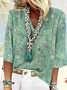 Shawl Collar Cotton Loose Elegant Blouse
