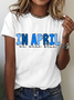 In April We Wear Blue Cotton T-Shirt