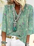Shawl Collar Cotton Loose Elegant Blouse
