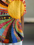 Shawl Collar Multicolor Block Vintage T-Shirt