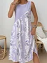 Multicolor Block Simple Crew Neck Dress With No