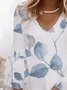 Women's Half Sleeve Summer White Floral Printing V Neck Daily Going Out Casual Midi H-Line Classic Dress