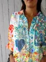 Shirt Collar Geometric Casual Loose Shirt