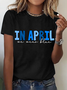 In April We Wear Blue Cotton T-Shirt