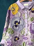 Women's Floral Spring Print Casual Half Collar Button-Down Shirt