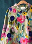 Women's Floral Spring Print Casual Half Collar Button-Down Shirt