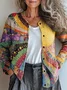 Loose Knitted Psychedelic Art Casual Cardigan