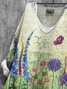 Women's Long Sleeve Blouse Spring/Fall Green Floral Printing V Neck Daily Going Out Casual Top