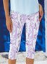 Floral Striped Spring Print Casual Leggings