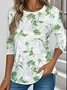Floral Casual Crew Neck Jersey T-Shirt