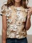 Women's Floral Print Casual Crew Neck Short Sleeve T-Shirt