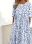 Casual Loose Ditsy Floral Dress With No
