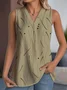 V Neck Loose Street Cotton-Blend Tank Top