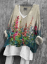 Women's Long Sleeve Blouse Spring/Fall As Picture Floral Printing V Neck Daily Going Out Casual Top