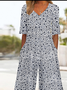 Vintage Floral V Neck Jumpsuit