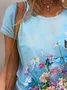 Women's Floral Print Casual Crew Neck Short Sleeve T-Shirt