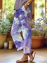 Casual Linen Floral Regular Fit Pants
