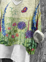 Women's Long Sleeve Blouse Spring/Fall Green Floral Printing V Neck Daily Going Out Casual Top