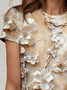 Women's Floral Print Casual Crew Neck Short Sleeve T-Shirt