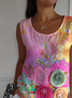Simple Loose Multicolor Block Crew Neck T-Shirt