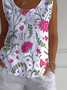 Loose Crew Neck Simple Floral T-Shirt