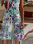 Gradient Pattern Casual V Neck Dress With No