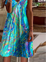 Gradient Pattern Casual Regular Fit V Neck Dress With No