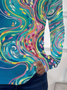 Women's Abstract Print Casual Round Neck Long Sleeve T-Shirt