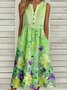 Loose Floral Casual Buckle Dress With No