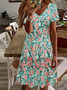 Women's Floral Print Casual V-Neck Short Sleeve Dress