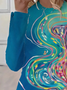 Women's Abstract Print Casual Round Neck Long Sleeve T-Shirt
