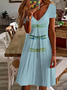 Women's Dragonfly Spring Print Casual V-Neck Short Sleeve Dress