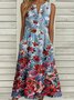 Notched Casual Loose Buckle Dress With No