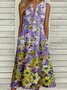 Notched Casual Loose Buckle Dress With No