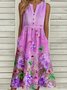 Loose Floral Casual Buckle Dress With No