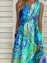 Women's Vintage Floral Art Print Pocket Dress