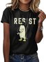 Casual Regular Fit Painting Cotton T-Shirt