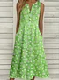 Casual Notched Floral Loose Dress With No