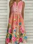 Loose Floral Casual Buckle Dress With No