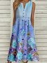 Loose Floral Casual Buckle Dress With No