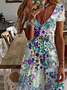 Gradient Pattern Casual V Neck Dress With No